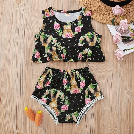 Cathalem Girls Outfits Toddler Girls Easter Sleeveless Tops Cartoon Rabbit Flowers Prints Summer Short Baby Stretch Wrap Black 18-24 Months
Cathalem Girls Outfits Toddler Girls Easter Sleeveless Tops Cartoon Rabbit Flowers Prints Summer Short Baby Stretch Wrap Black 18-24 Months
