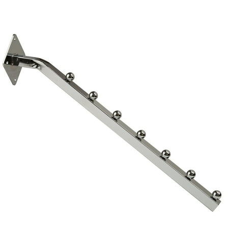 18 L Chrome 7 Ball Wall Mount Waterfall Square Tube Faceout Hook - 2 Pack