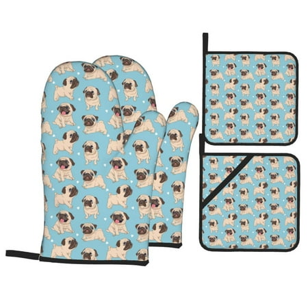 Oven Mitts and Pot Holders Sets 4 pcs - Funny Cartoon Pugs Heat Resistant Silicone Oven Gloves with Non-Slip Silicone Surface and hot pads for kitchen Baking Cooking BBQ
Oven Mitts and Pot Holders Sets 4 pcs - Funny Cartoon Pugs Heat Resistant Silicone Oven Gloves with Non-Slip Silicone Surface and hot pads for kitchen Baking Cooking BBQ