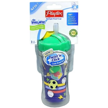 4 Pack - Playtex The Insulator Spill-Proof Cup With Straw 9-Ounce (colors may vary) 1 Each