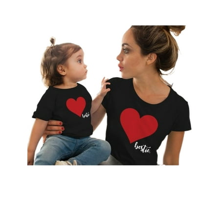 JBEELATE Family Matching Outfits Mommy and Me Matching T-Shirt Love Heart Print Short Sleeve Blouse Top