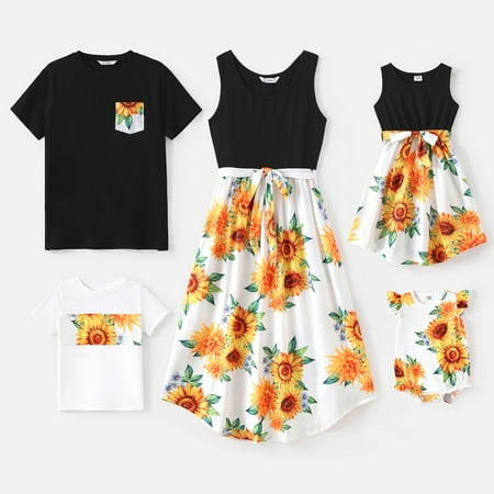 PatPat Family Matching 95% Cotton Short-sleeve Tee and Sunflower Print Spliced Tank Dresses
PatPat Family Matching 95% Cotton Short-sleeve Tee and Sunflower Print Spliced Tank Dresses