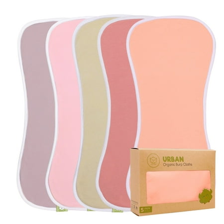 KeaBabies 5-Pack Organic Burp Cloths for Baby Boys and Girls