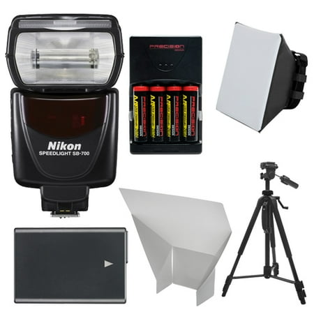 Nikon SB-700 AF Speedlight Flash with EN-EL14 & AA Batteries + Tripod + Softbox + Reflector for D3200, D3300, D3400, D5200, D5300, D5500 DSLR Camera