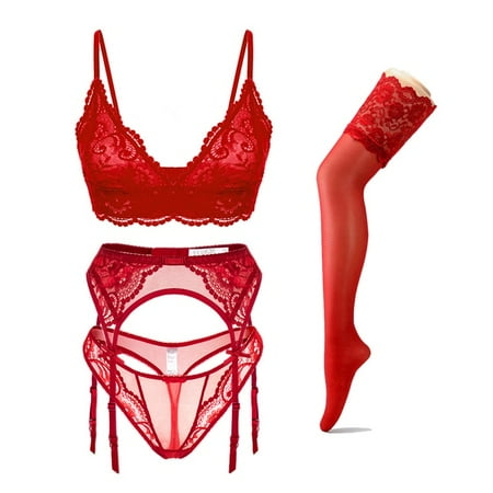 Varmiss 4pcs/set Women s Fashion Lace Set Sexy Lingerie Wireless Deep V Bra Lingerie Sexy Bra G-string Garter And Stockings Set
Varmiss 4pcs/set Women s Fashion Lace Set Sexy Lingerie Wireless Deep V Bra Lingerie Sexy Bra G-string Garter And Stockings Set