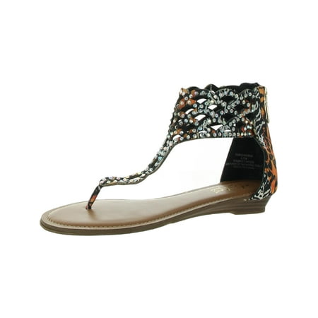 Thalia Sodi Womens Ilene Microfiber Flat Sandals Black 7.5 Medium (B M)