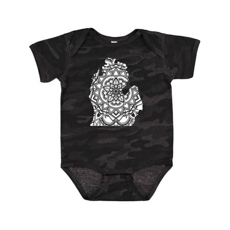 Inktastic Michigan Silhouette Mandala Gift Baby Boy or Baby Girl Bodysuit
