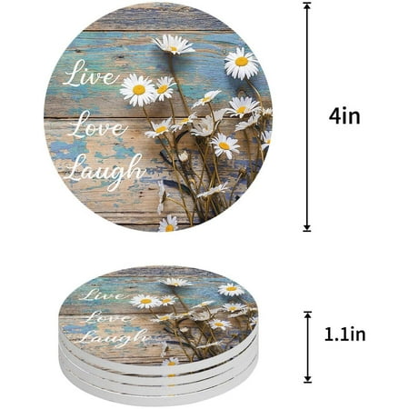 ZHANZZK White Daisy Flowers on Rustic Wooden Barn Set of 4 Round Coaster for Drinks Absorbent Ceramic Stone Coasters Cup Mat with Cork Base for Home Kitchen Room Coffee Table Bar Decor
ZHANZZK White Daisy Flowers on Rustic Wooden Barn Set of 4 Round Coaster for Drinks Absorbent Ceramic Stone Coasters Cup Mat with Cork Base for Home Kitchen Room Coffee Table Bar Decor
