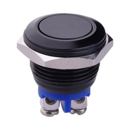 Momentary Push Button Switch Metal Shell Suitable for 16mm Mounting Hole (Black)