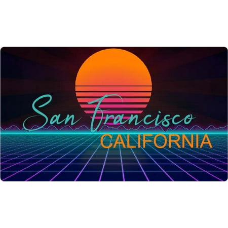 San Francisco California 4 X 2.25-Inch Fridge Magnet Retro Neon Design
