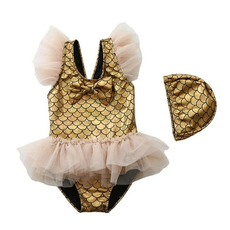 Baby Girl One Piece Swimsuit Ruffles Sleeves Mermaid Swimwear Toddler Girls Bathing Suit Infant Girl Sunsuit with Swim Cap 1-7T
Baby Girl One Piece Swimsuit Ruffles Sleeves Mermaid Swimwear Toddler Girls Bathing Suit Infant Girl Sunsuit with Swim Cap 1-7T