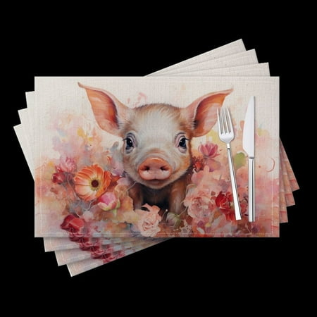 BaHomeck placemats Set of 4 Cute Baby Pig Surrounded By Flowers Cotton Linen rectangle Placemats for Kitchen Dining Table Indoor Outdoor 18*12inch
BaHomeck placemats Set of 4 Cute Baby Pig Surrounded By Flowers Cotton Linen rectangle Placemats for Kitchen Dining Table Indoor Outdoor 18*12inch