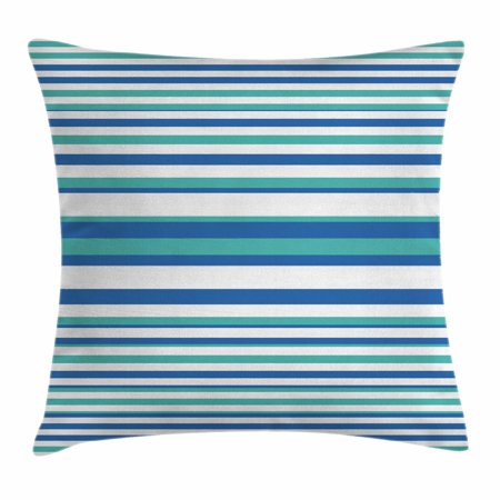 Aqua Throw Pillow Cushion Cover, Abstract Floral Mosaic Like Image Round Horizontal Circles Image, Decorative Square Accent Pillow Case, 24 X 24 Inches, Seafoam White and Light Blue, by Ambesonne