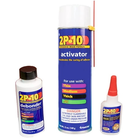 FastCap 2P-10 Adhesive 2.25 oz Thick with 12 oz Activator with 2 Oz Debonder
