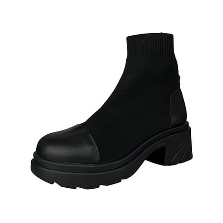 Winter New Womens Boots Ladies Fashion British Style Solid Color Leather Knitting Splicing Round Head Thick Heel Fashion Short Boots
Winter New Womens Boots Ladies Fashion British Style Solid Color Leather Knitting Splicing Round Head Thick Heel Fashion Short Boots