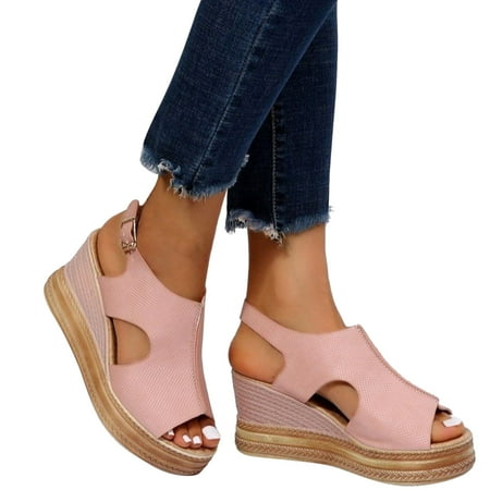 Ladies Solid Color Womens Sandal Hollow Out Open Womens Platform Sandals Toe Buckle Wedge Heel Womens Heeled Sandals
Ladies Solid Color Womens Sandal Hollow Out Open Womens Platform Sandals Toe Buckle Wedge Heel Womens Heeled Sandals