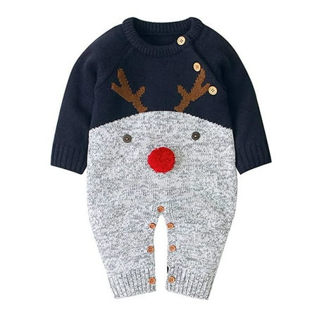 Sunisery Newborn Baby Boy Girl Round Collar Long Sleeve One Piece Reindeer Knitted Suit Blue 6-12 Months
Sunisery Newborn Baby Boy Girl Round Collar Long Sleeve One Piece Reindeer Knitted Suit Blue 6-12 Months