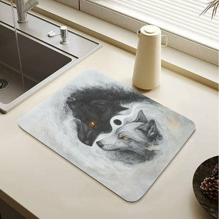Wobogo Black White Wolf Pattern Dish Drying Mats Diatomaceous Earth Super Absorbent Non-slip Rubber Sole 23.6×19.7in
Wobogo Black White Wolf Pattern Dish Drying Mats Diatomaceous Earth Super Absorbent Non-slip Rubber Sole 23.6×19.7in