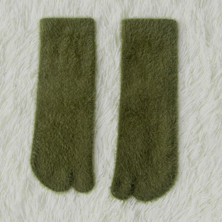 QUNAG Two Toe Socks 2 Finger Warm Winter Toe Socks Women s Middle Tube Warm Split Toe Thickened Socks(Dark green)