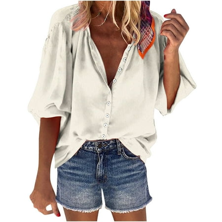 Ziloco Women s Spring Autumn V-Neck Solid Color Button-Up Shirt Casual Loose Top fall jackets for women bustier tops for women White XXL
Ziloco Women s Spring Autumn V-Neck Solid Color Button-Up Shirt Casual Loose Top fall jackets for women bustier tops for women White XXL