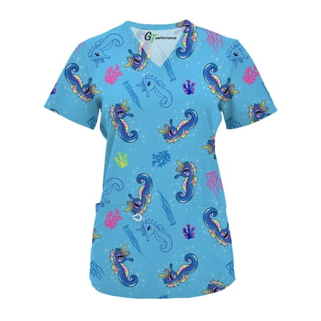 Womens Medical Nursing Print Scrub Uniform Top GT Performance-Under The Sea-Large
Womens Medical Nursing Print Scrub Uniform Top GT Performance-Under The Sea-Large