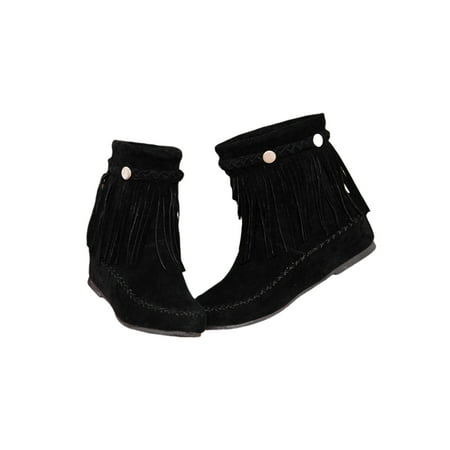 Woobling Womens Booties Tassel Fringe Boot Pull On Western Boots Ladies Bootie Lightweight Winter Shoes Plush Lined Faux Suede Black 9.5
Woobling Womens Booties Tassel Fringe Boot Pull On Western Boots Ladies Bootie Lightweight Winter Shoes Plush Lined Faux Suede Black 9.5