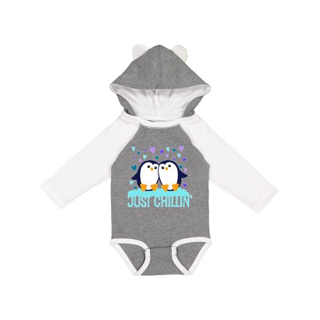 Inktastic Just Chillin- cute penguins with hearts Gift Baby Boy or Baby Girl Long Sleeve Bodysuit