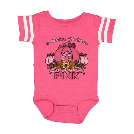 Inktastic In October We Wear Pink with Ribbon and Pink Pumpkins Gift Baby Boy or Baby Girl Bodysuit
Inktastic In October We Wear Pink with Ribbon and Pink Pumpkins Gift Baby Boy or Baby Girl Bodysuit