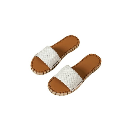 UKAP Women s Beach Sandal Open Toe Flat Sandals Summer Slippers Anti-Skid Slip On Slides Ladies Braided Lightweight White 8 
UKAP Women s Beach Sandal Open Toe Flat Sandals Summer Slippers Anti-Skid Slip On Slides Ladies Braided Lightweight White 8