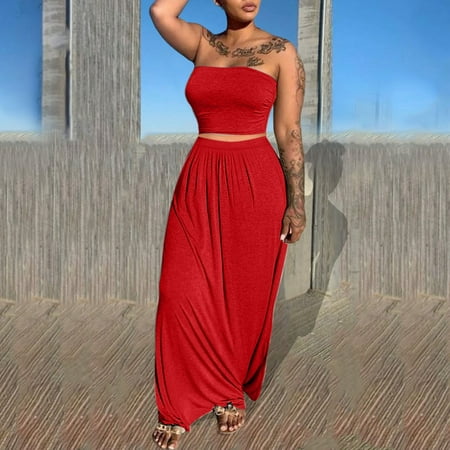 Womens Suit Sets Women Solid Top Slit Beach Long Maxi Skirt Two-Piece Suit Set Stylish Clothing
Womens Suit Sets Women Solid Top Slit Beach Long Maxi Skirt Two-Piece Suit Set Stylish Clothing