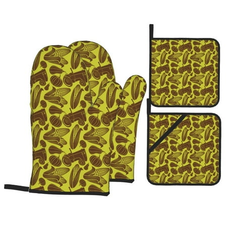 Oven Mitts and Pot Holders Sets 4 pcs - Countryside Pumpkin Tractor Heat Resistant Silicone Oven Gloves with Non-Slip Silicone Surface and hot pads for kitchen Baking Cooking BBQ
Oven Mitts and Pot Holders Sets 4 pcs - Countryside Pumpkin Tractor Heat Resistant Silicone Oven Gloves with Non-Slip Silicone Surface and hot pads for kitchen Baking Cooking BBQ