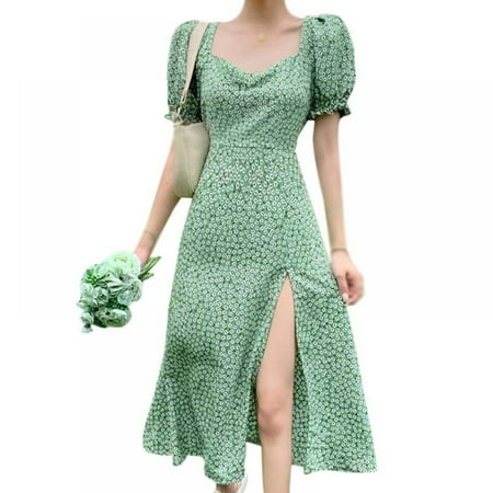 BRAND Factory Price1!Summer Korean Style Temperament Square Neck Floral Split Design Retro Simple Puff Sleeve Tighten Waist Dress
BRAND Factory Price1!Summer Korean Style Temperament Square Neck Floral Split Design Retro Simple Puff Sleeve Tighten Waist Dress