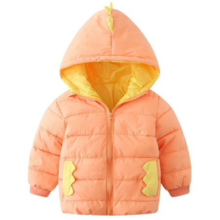 Toddler Boys Girls Winter Coat Cartoon Dinosaur Hooded Jacket Thicken Windproof Warm Outwear