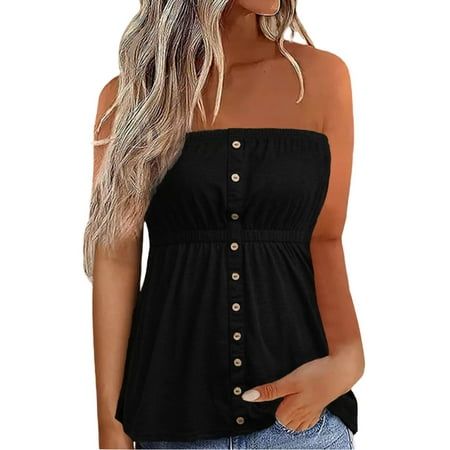 Womens Tank Casual Women Summer Casual Wrap Top Solid Color Button Decoration Solid Color Wrap Top Black XL
Womens Tank Casual Women Summer Casual Wrap Top Solid Color Button Decoration Solid Color Wrap Top Black XL