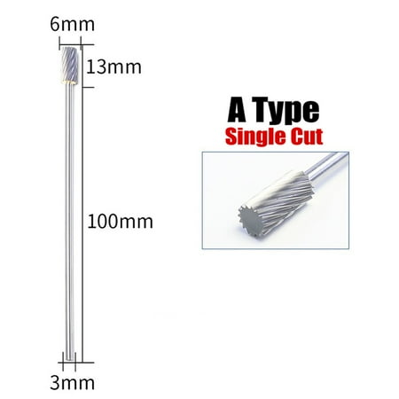 Rotary Files Burr Tungsten Carbide Engraving Milling Cutter Single Cut 3x6x100mm