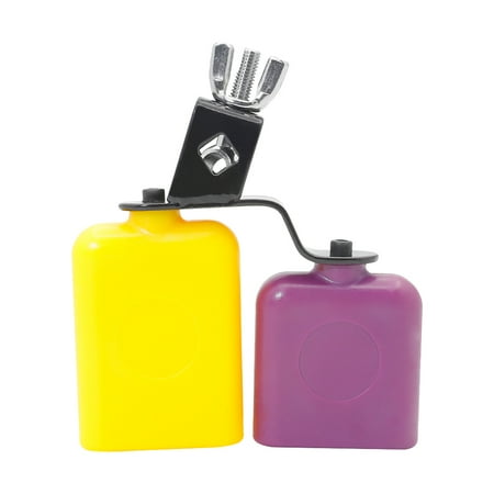 BESTONZON Yellow and Purple Square Wooden Fish Cow Bell High and Low Pitch Cattle Percussion Instrument