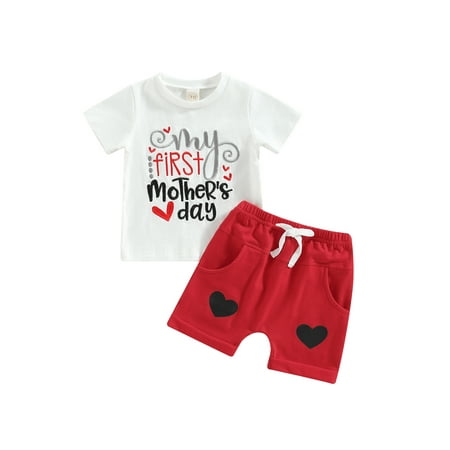 Infant Baby Girls Mother s Day Outfit Short Sleeve Letter Printed T-Shirt Tops Heart Print Shorts
Infant Baby Girls Mother s Day Outfit Short Sleeve Letter Printed T-Shirt Tops Heart Print Shorts