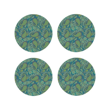 Coasters Set of 4 - Paisley Pattern Green Drink Coasters for Tabletop Protection Leather Coasters for Living Room Decor and Housewarming Gift Round Shape
Coasters Set of 4 - Paisley Pattern Green Drink Coasters for Tabletop Protection Leather Coasters for Living Room Decor and Housewarming Gift Round Shape