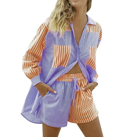 Dtydtpe Women Striped Shirt Shorts Colorblock Pocket Lapel Casual Set Bathing Suits Shorts for Women plus Size Full Support Bathing Suits for Women Short Suit Set for Women Maternity Biker Short
Dtydtpe Women Striped Shirt Shorts Colorblock Pocket Lapel Casual Set Bathing Suits Shorts for Women plus Size Full Support Bathing Suits for Women Short Suit Set for Women Maternity Biker Short