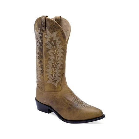 Old West Mens Western Burnt Tan Leather Cowboy Boots 8 D
