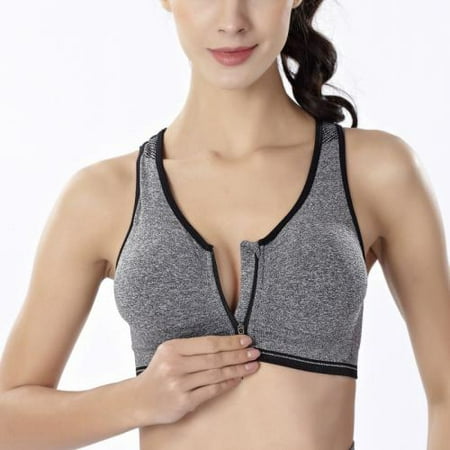 Women s Zip Front Sports Bra Wireless Post-Surgery Bra Active Yoga Sports Bras