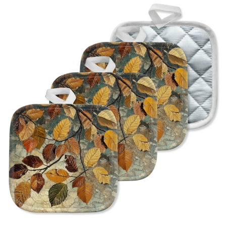 4Pcs Pot Holder for Kitchen Leaves On Branch In Autumn Composition Square Heat Resistant Hotpads 8x8in Non Slip Dirt-Proof Kitchen Cook Oven Potholders Machine Washable
4Pcs Pot Holder for Kitchen Leaves On Branch In Autumn Composition Square Heat Resistant Hotpads 8x8in Non Slip Dirt-Proof Kitchen Cook Oven Potholders Machine Washable