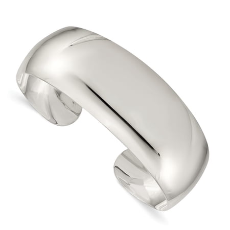 Sterling Silver 7in Solid Polished Plain Cuff Bracelet Bangle