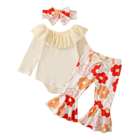 Zlekejiko Girls Long Sleeve Lace Ruffles Ribbed Romper Bodysuit Floral Printed Bell Bottoms Pants Headbands Outfits
Zlekejiko Girls Long Sleeve Lace Ruffles Ribbed Romper Bodysuit Floral Printed Bell Bottoms Pants Headbands Outfits