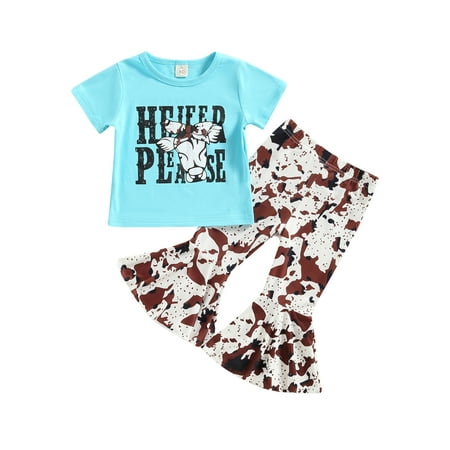 Gwiyeopda Toddler Baby Girl Bell Bottom Outfits Short Sleeve Cow Print shirt Flare Pants
Gwiyeopda Toddler Baby Girl Bell Bottom Outfits Short Sleeve Cow Print shirt Flare Pants