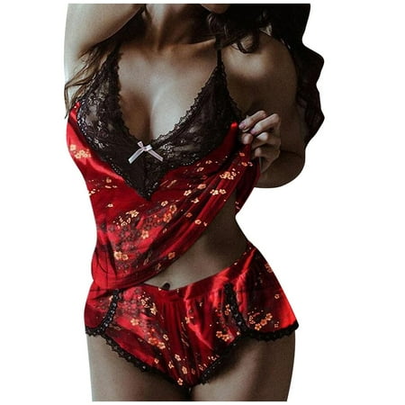 BSDHBS Lingerie for Women Lace Trim Pajamas Satin V-Neck Camisole Shorts Set Lingerie Sleepwear Red Size L
BSDHBS Lingerie for Women Lace Trim Pajamas Satin V-Neck Camisole Shorts Set Lingerie Sleepwear Red Size L