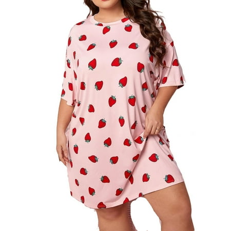 Cute Fruit&Vegetable Round Neck Sleepshirts Baby Pink 3/4 Sleeve Plus Size Nightgowns & Sleepshirts
Cute Fruit&Vegetable Round Neck Sleepshirts Baby Pink 3/4 Sleeve Plus Size Nightgowns & Sleepshirts