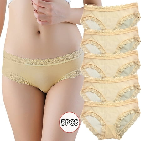 Underwear for Women Plus Size 5Pcs Women S Trends Lace Mesh Low Waist Breathable Solid Color Underpants Yellow One Size
Underwear for Women Plus Size 5Pcs Women S Trends Lace Mesh Low Waist Breathable Solid Color Underpants Yellow One Size