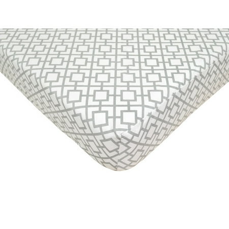 American Baby Company Percale 100pct Cotton Gray Lattice Fitted Crib Sheet