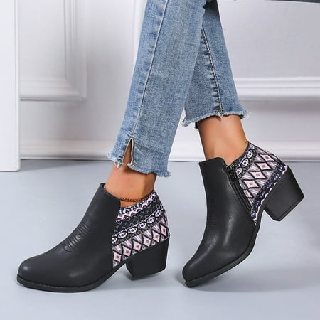 Ankle Boots Toe Shoes Heels Booties Embroidery Slip On Short Retro Women Round Women s Boots
Ankle Boots Toe Shoes Heels Booties Embroidery Slip On Short Retro Women Round Women s Boots